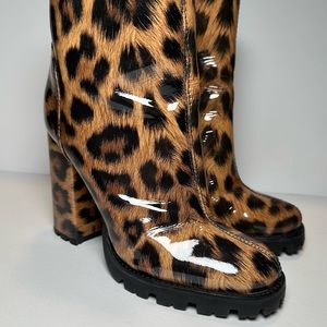 Schutz Women’s Ankle High Heel Boot, Cheetah Size 6